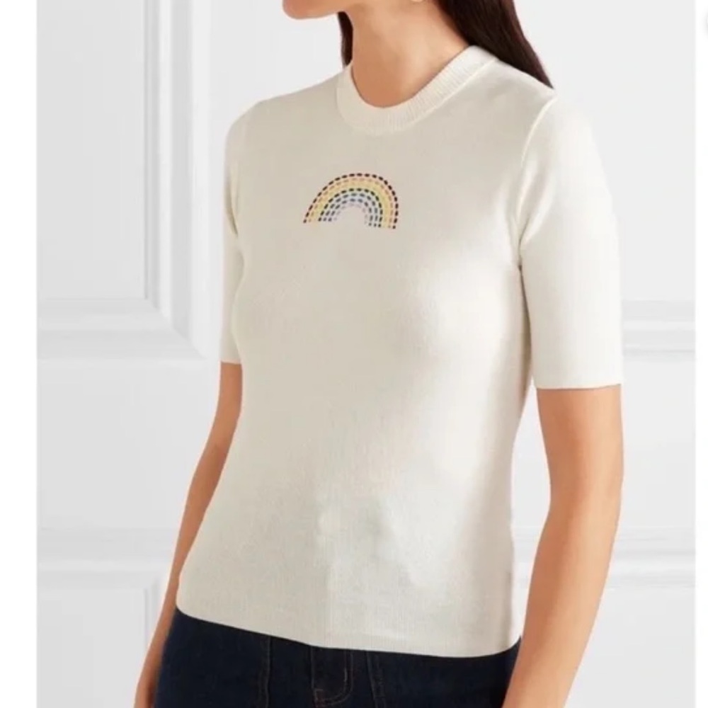 ⬆️ STAUD Rainbow Embroidered Knit Top sz XS